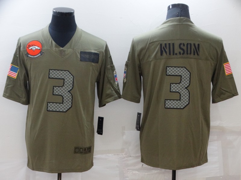 Men's Denver Broncos Russell Wilson #3 Brown Jersey